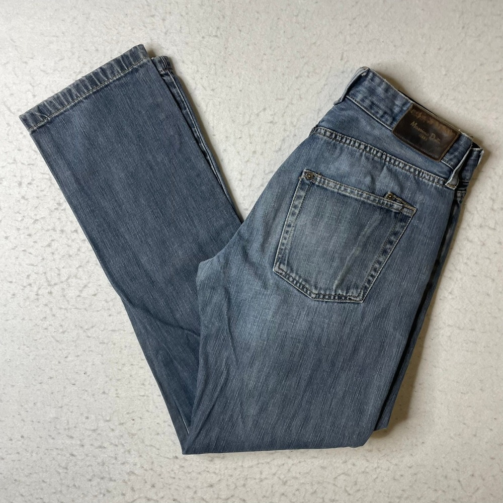 Massimo Dutti Jeans Mens 32‎ Blue Washed Straight Leg Denim Pants